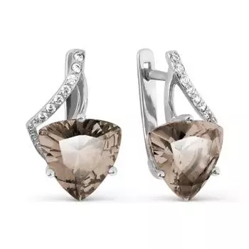 Серьги с раухтопазами и фианитами Линии Любви