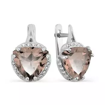 Серьги с раухтопазами и фианитами Линии Любви