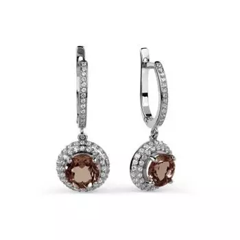 Серьги с раухтопазами и фианитами Линии Любви