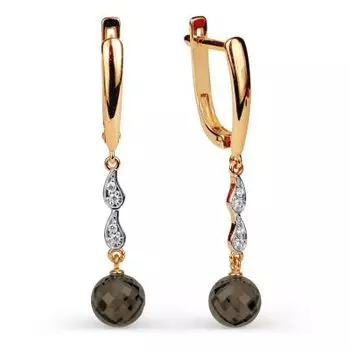 Серьги с раухтопазами и фианитами Линии Любви