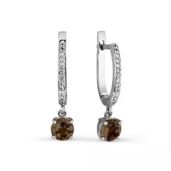 Серьги с раухтопазами и фианитами Линии Любви