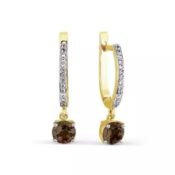 Серьги с раухтопазами и фианитами Линии Любви