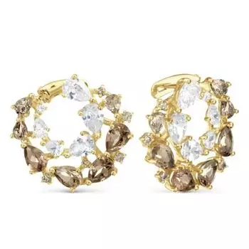 Серьги с раухтопазами и фианитами Линии Любви