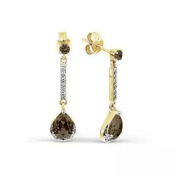 Серьги с раухтопазами и фианитами Линии Любви