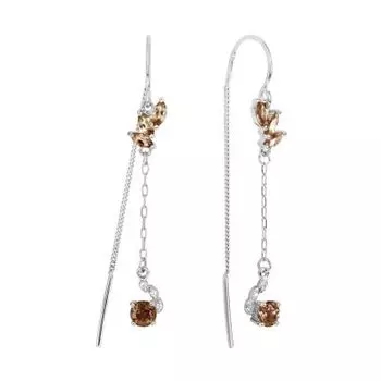 Серьги с раухтопазами и фианитами Линии Любви