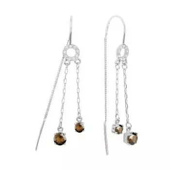 Серьги с раухтопазами и фианитами Линии Любви