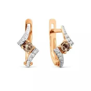 Серьги с раухтопазами и фианитами Линии Любви