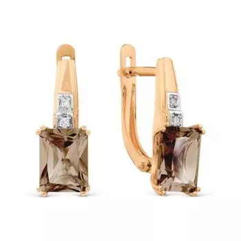 Серьги с раухтопазами и фианитами Линии Любви