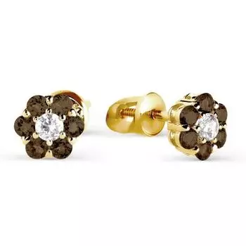 Серьги с раухтопазами и фианитами Линии Любви