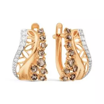 Серьги с раухтопазами и фианитами Линии Любви