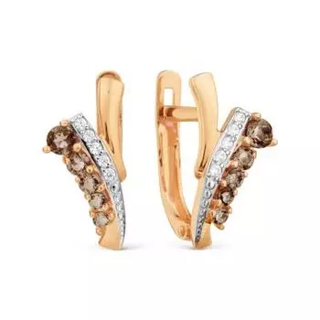 Серьги с раухтопазами и фианитами Линии Любви