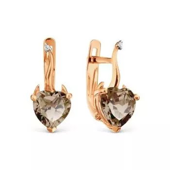 Серьги с раухтопазами и фианитами Линии Любви