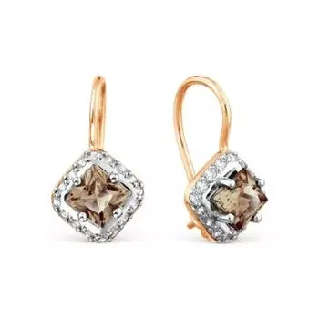 Серьги с раухтопазами и фианитами Линии Любви