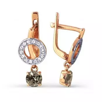 Серьги с раухтопазами и фианитами Линии Любви