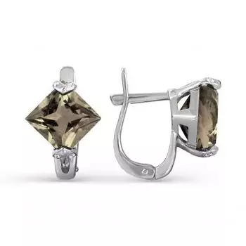 Серьги с раухтопазами и фианитами Линии Любви