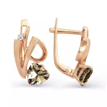 Серьги с раухтопазами и фианитами Линии Любви