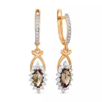 Серьги с раухтопазами и Swarovski Zirconia Линии Любви