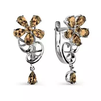 Серьги с раухтопазами Линии Любви