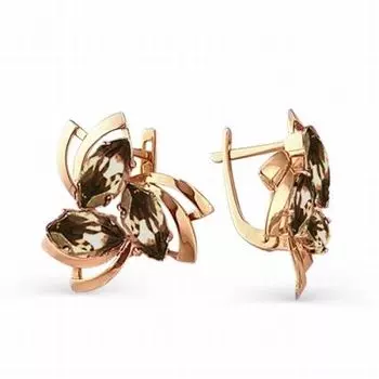 Серьги с раухтопазами Линии Любви