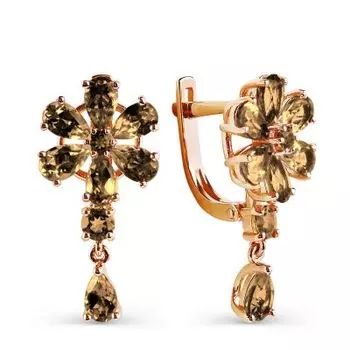 Серьги с раухтопазами Линии Любви