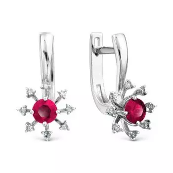 Серьги с рубинами и бриллиантами Линии Любви