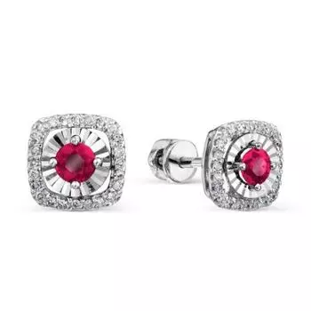 Серьги с рубинами и бриллиантами Линии Любви