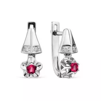 Серьги с рубинами и бриллиантами Линии Любви