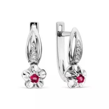 Серьги с рубинами и бриллиантами Линии Любви