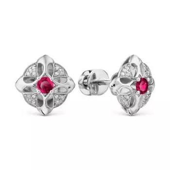 Серьги с рубинами и бриллиантами Линии Любви