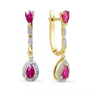 Серьги с рубинами и бриллиантами Линии Любви