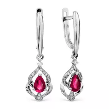 Серьги с рубинами и бриллиантами Линии Любви