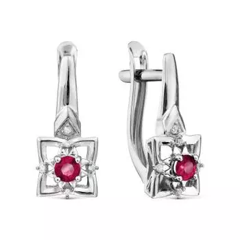 Серьги с рубинами и бриллиантами Линии Любви
