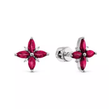 Серьги с рубинами и бриллиантами Линии Любви