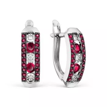 Серьги с рубинами и бриллиантами Линии Любви