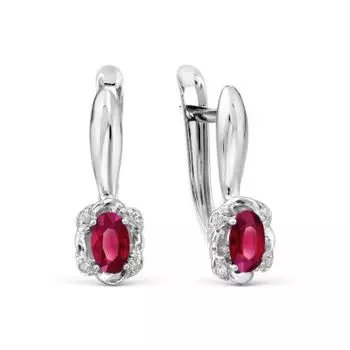 Серьги с рубинами и бриллиантами Линии Любви