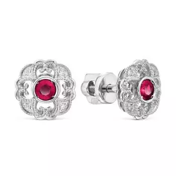 Серьги с рубинами и бриллиантами Линии Любви