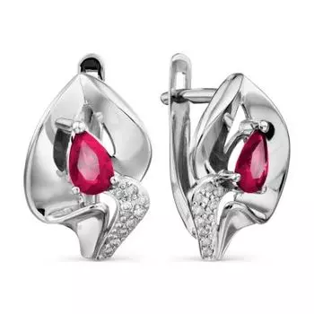 Серьги с рубинами и бриллиантами Линии Любви