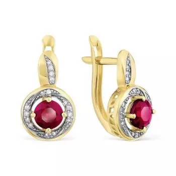 Серьги с рубинами и бриллиантами Линии Любви