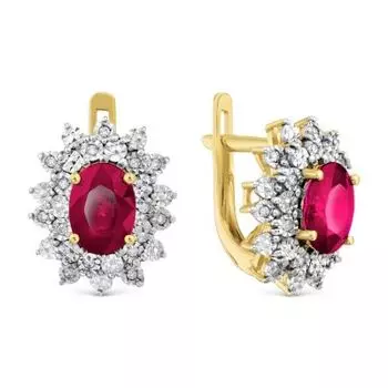 Серьги с рубинами и бриллиантами Линии Любви