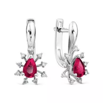 Серьги с рубинами и бриллиантами Линии Любви