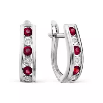 Серьги с рубинами и бриллиантами Линии Любви