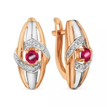 Серьги с рубинами и бриллиантами Линии Любви