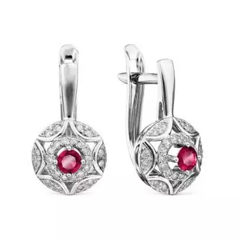 Серьги с рубинами и бриллиантами Линии Любви