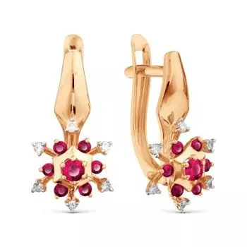 Серьги с рубинами и бриллиантами Линии Любви