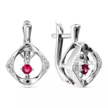 Серьги с рубинами и бриллиантами Линии Любви