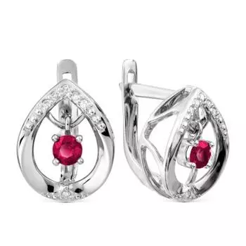 Серьги с рубинами и бриллиантами Линии Любви