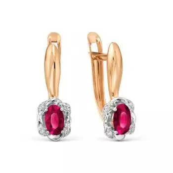 Серьги с рубинами и бриллиантами Линии Любви