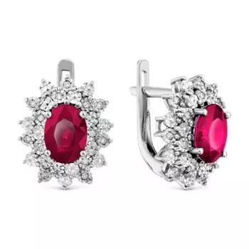 Серьги с рубинами и бриллиантами Линии Любви