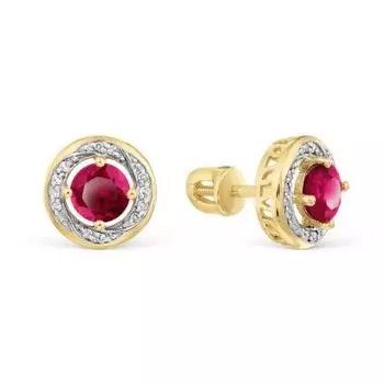 Серьги с рубинами и бриллиантами Линии Любви