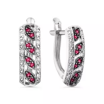 Серьги с рубинами и бриллиантами Линии Любви